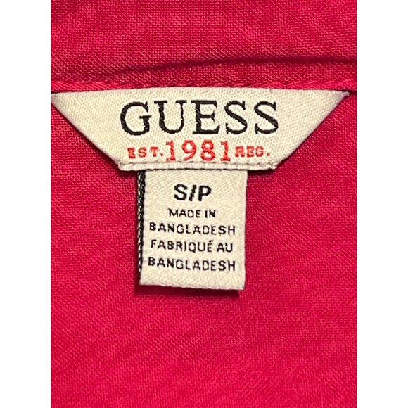 Guess Womens Pink Button-Up Tunic Shirt Dress With 3/4 Sleeves & Chest Pockets - Picture 8 of 10